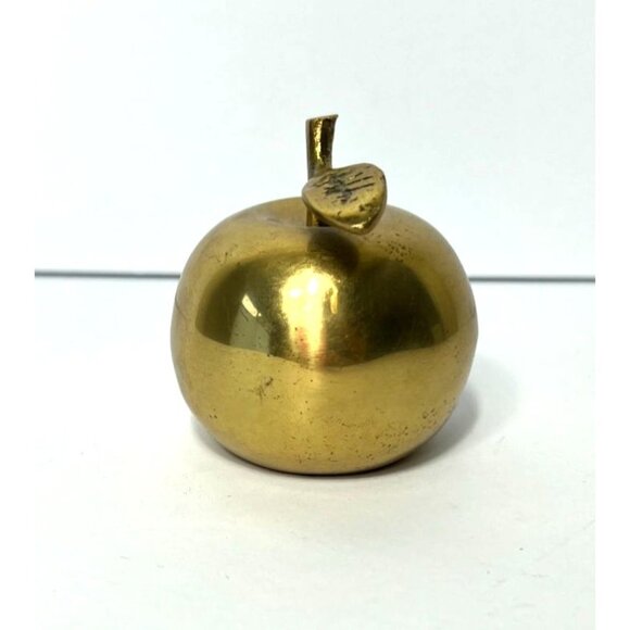 Vintage Solid Brass Apple Bell Teacher’s Desk Paperweight Classroom Decor - Picture 5 of 10